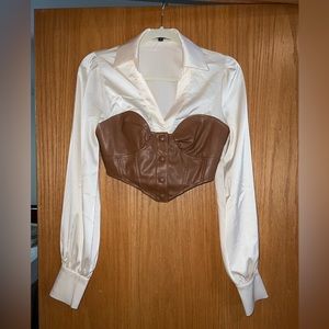 Satin/Pleather Crop Top